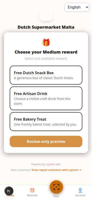 Loyvero merchant dashboard with a setup checklist and quick actions